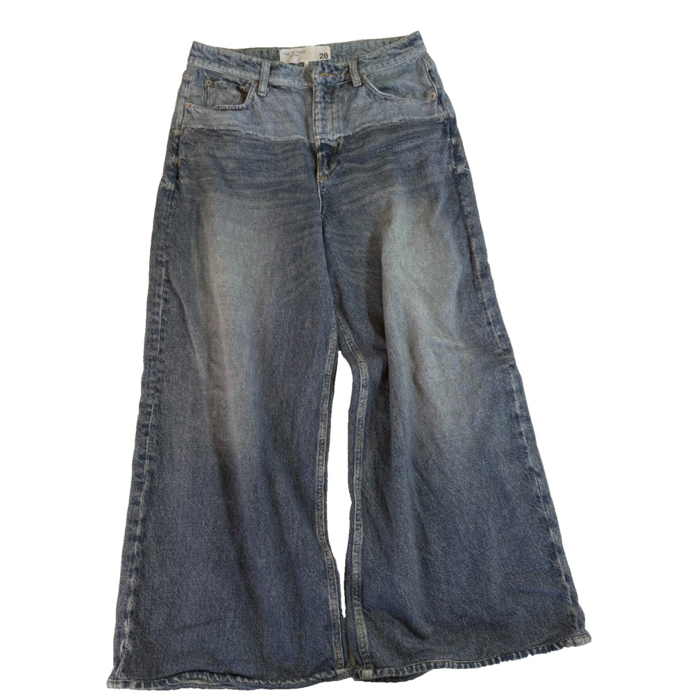 rag & bone Miramar Sofie Wide Leg Pants Two‑Tone Spliced Size 28 - Picture 8 of 10